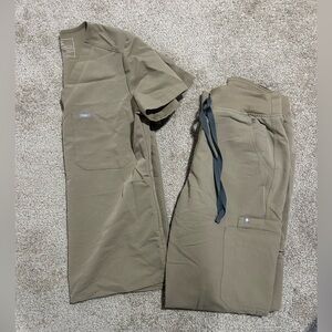 FIGS Yola pants and Catarina top Latte